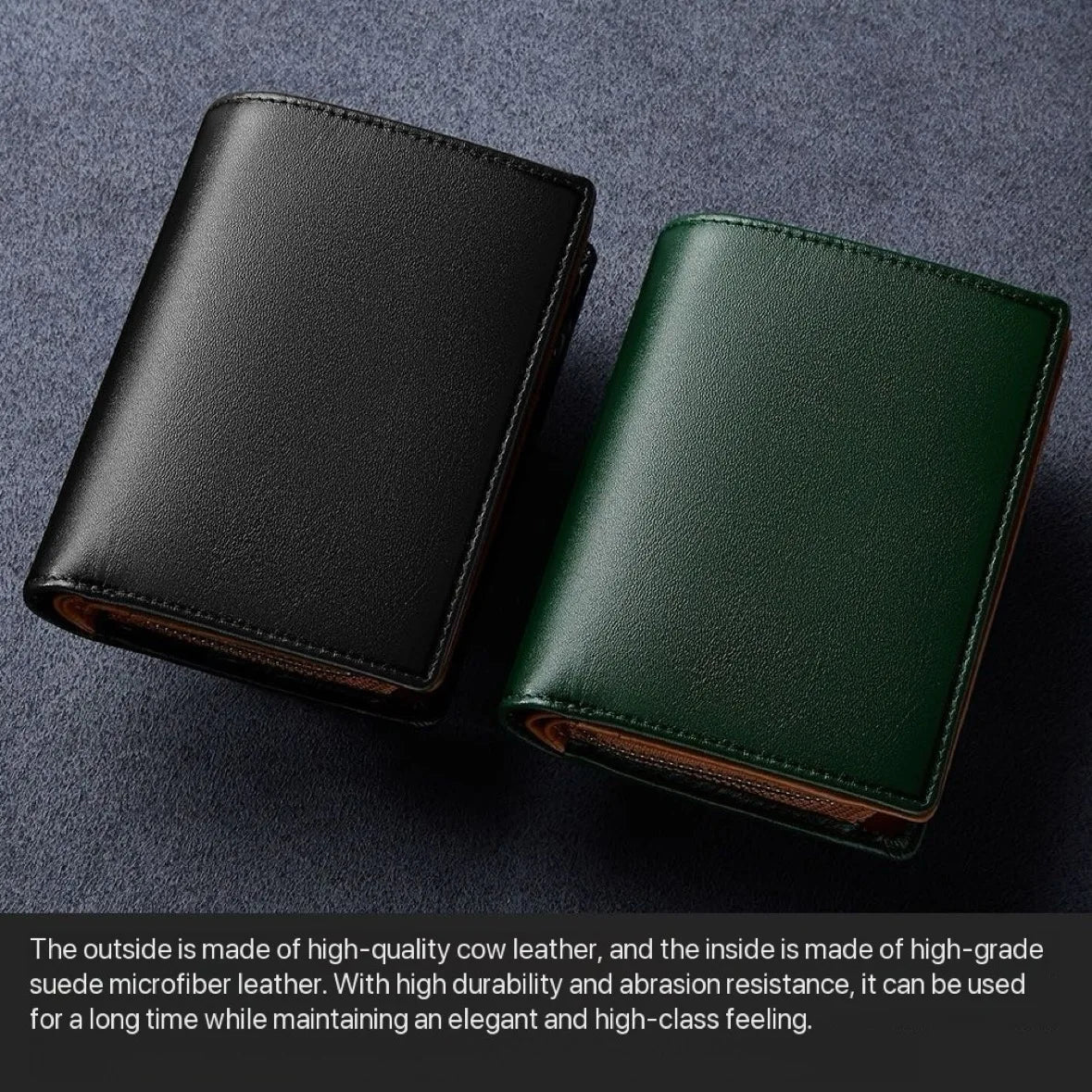 Men's Leather Wallet, Genuine Leather, Adult Luxury Brand Zipper, Large Capacity, Multiple Card Slots, Top Layer Cowhide Wallet