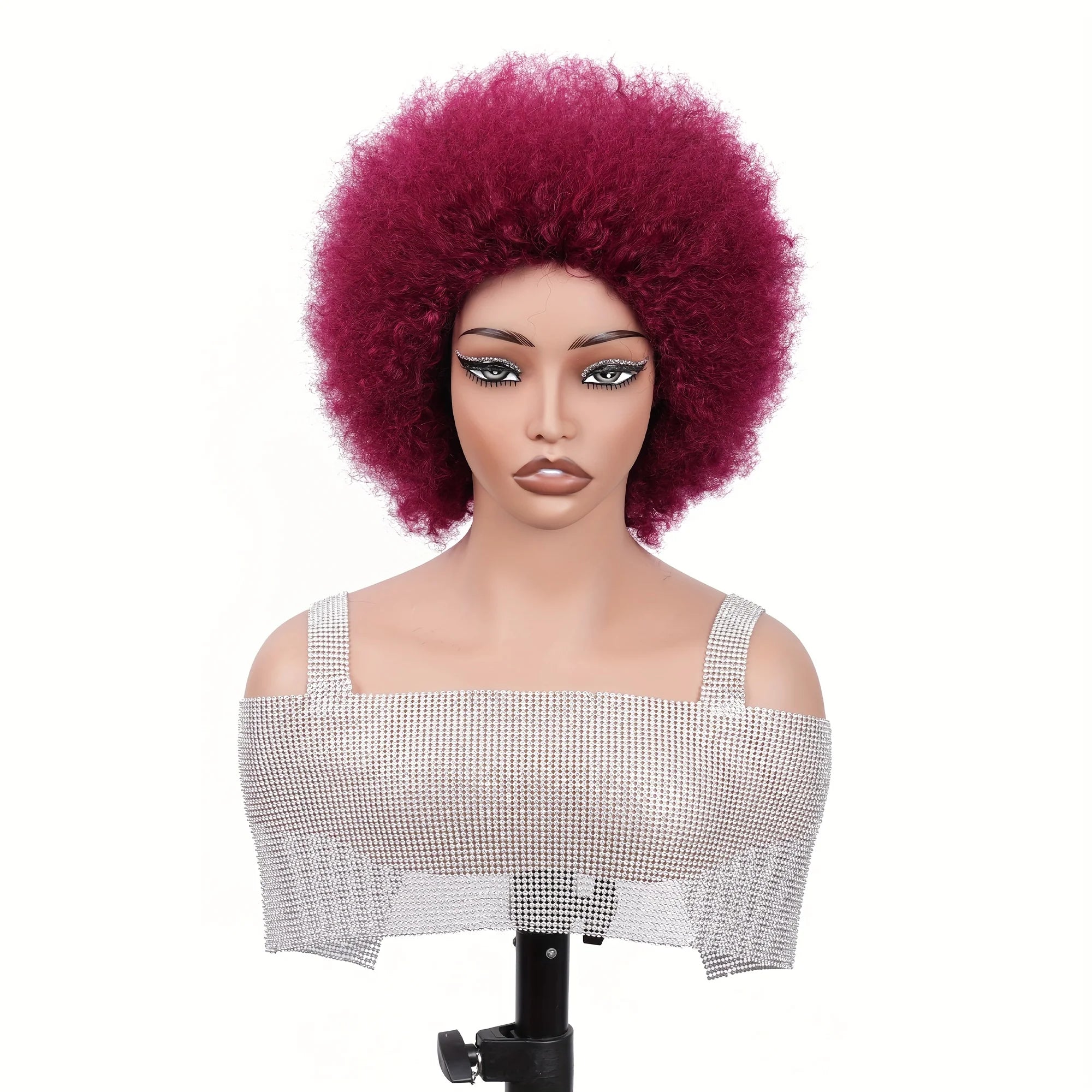 Short Afro Kinky Curly Bob Wig Rose Net Cap For Full Machine Made Wig For Women 150% Density Short Hair Wigs Afro Wig