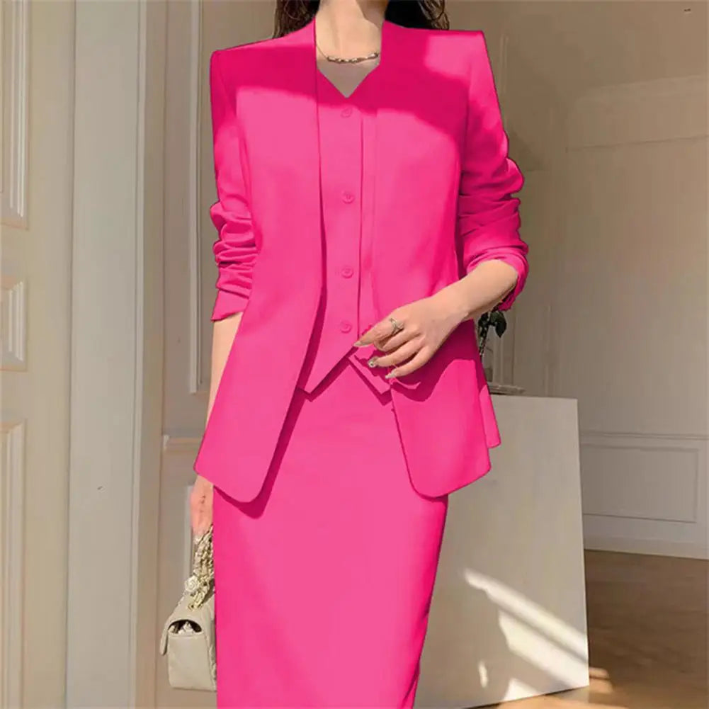 Conjunto de falda y chaqueta de traje para mujer, elegante, de oficina, de negocios, con falda midi, conjunto de falda de cintura alta para mujer que se desplaza al trabajo