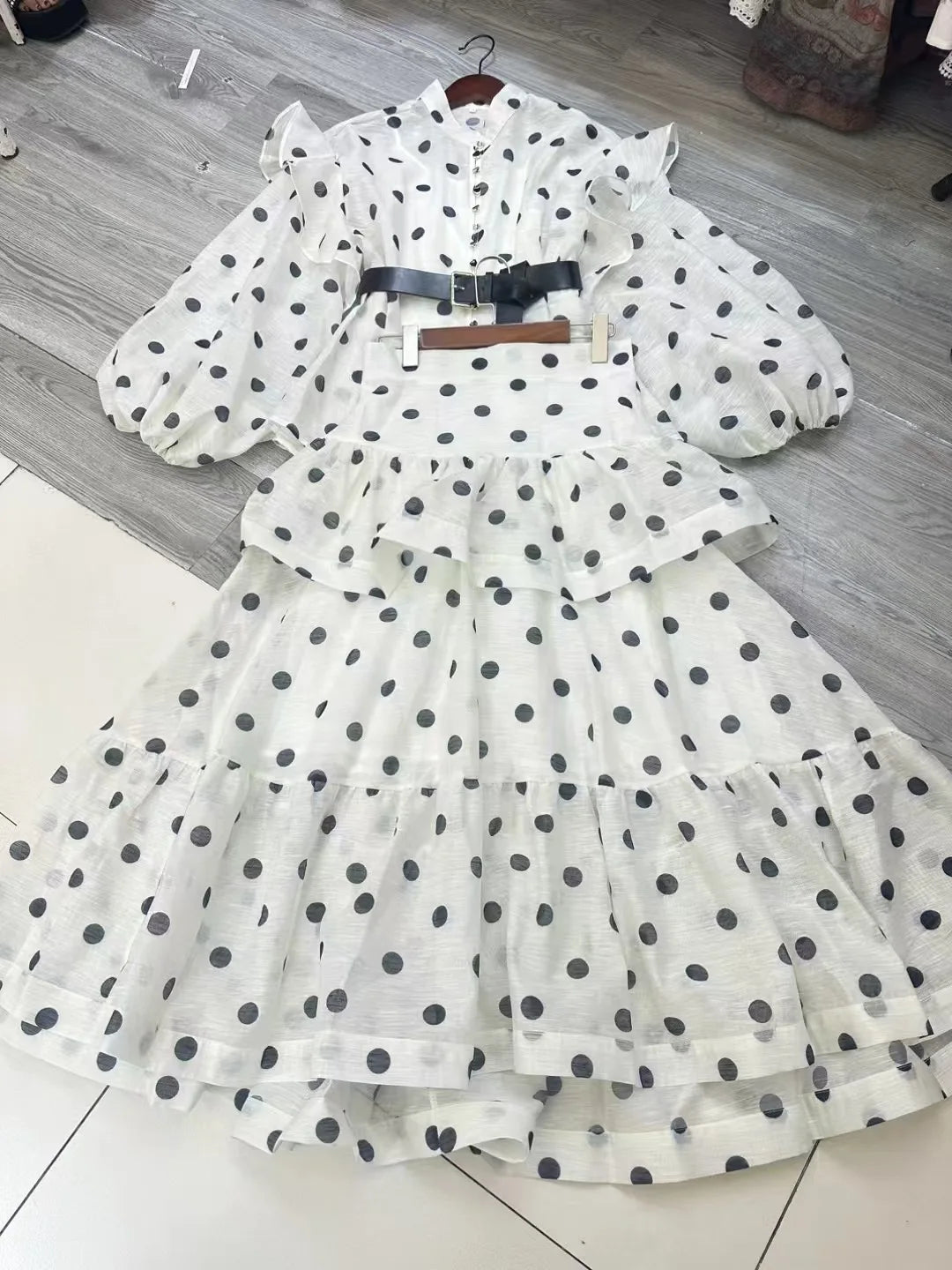 KWTX Elegant 2 Piece Set For Women Ruffles Design Gathered Waist Tops+high Waist A-line Skirts Female Fashion Clothing 2025 New