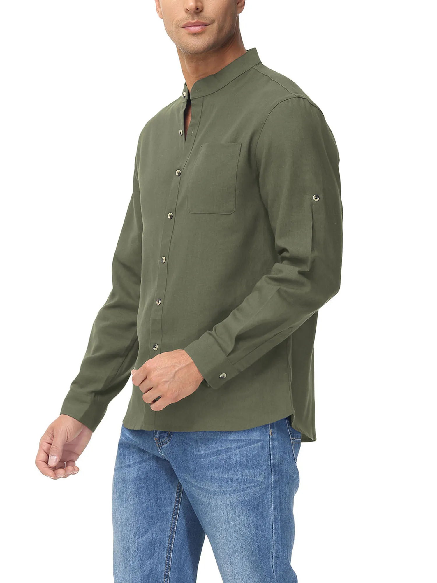 Men's Fashion Collar Henley Shirts Solid Color Casual Shirt for Vacation Men Business Casual Shirt Summer Breathable Daily Shirt