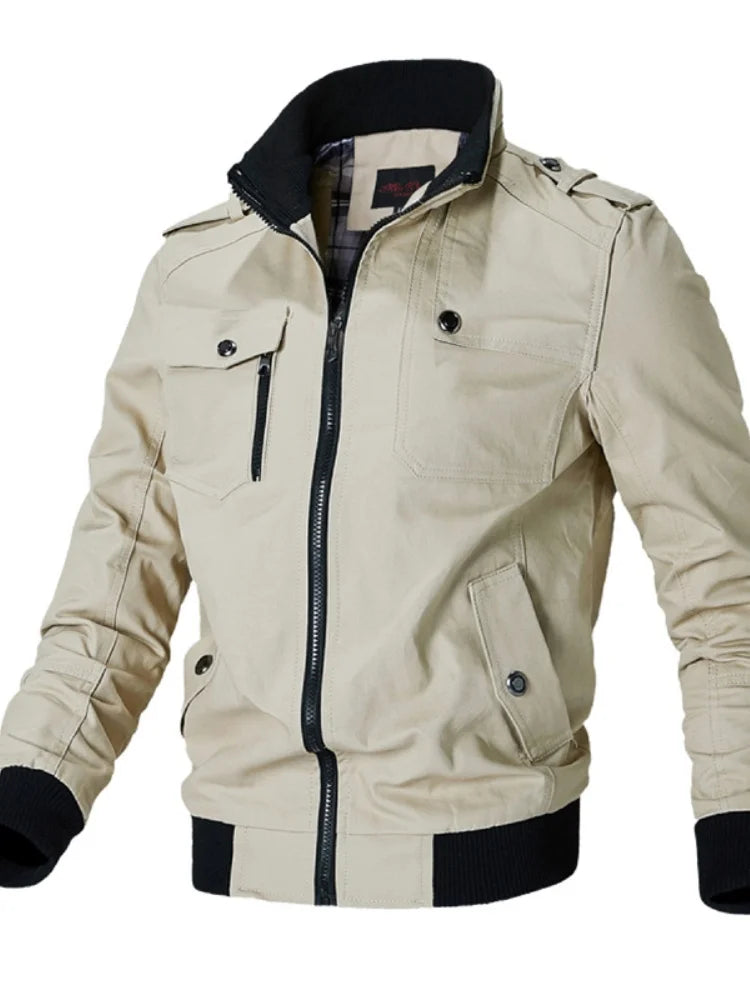 Bomber Jacket Men Fashion Casual Windbreaker Jacket Coat Men Spring Autumn New Hot Outwear Solid Stand Slim Jacket Mens