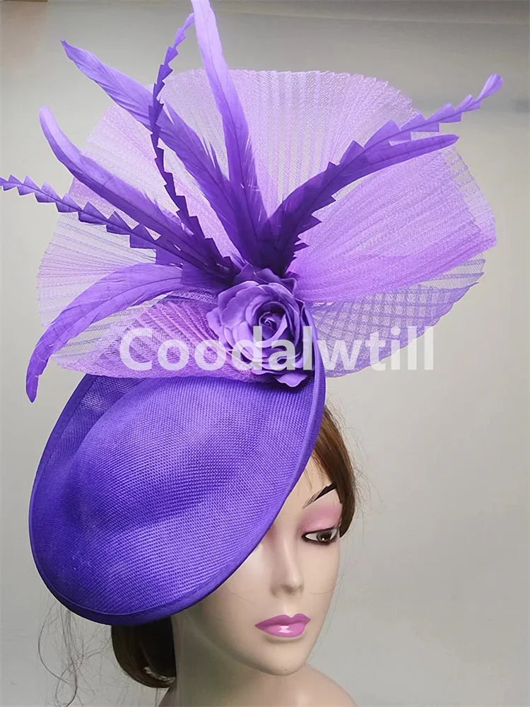 Flower Fascinators Hats Party Wedding Women Pillbox Cap Elegant Ladies Church Occasion Race Millinery Cap With Net Hair Access