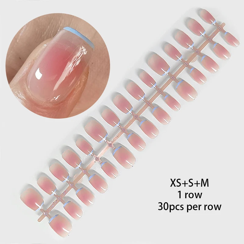 30 stk. gradient kunstnegler fransk blush nude negler vanntett kunstige negler medium kiste kunstnegler fingernegler presse-on negler tupper manikyr