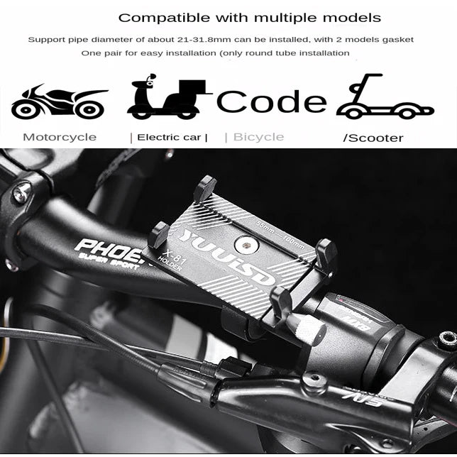 Bicycle Scooter Motorcycle  Phone Holder Aluminum Alloy Anti-slip Bracket GPS Clip Universal Bicycle Phone Stand