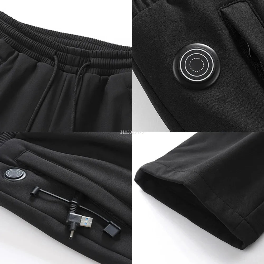 Vintertermiske turbukser Varmeundertøy USB Elektrisk 8 Områder Oppvarmede Bukser Skiklær Varmeapparat Sportstermiske Varmebukser