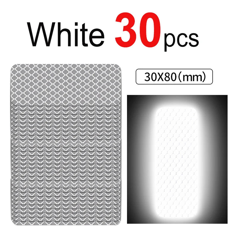 10~60pcs Bicycle Reflective Stickers Secure 30x80mm Warning Strip Car Motorcyle Night Saftety Mark Bicycle Rim Frame Reflector