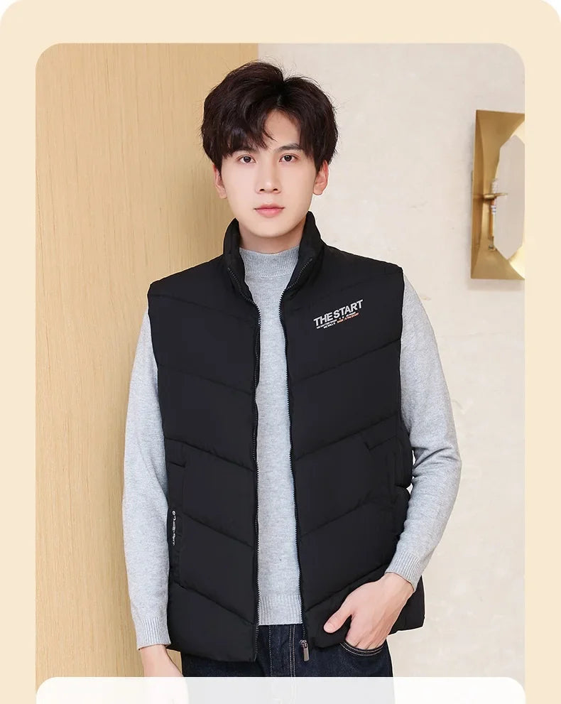 Vest Jacket Men Cotton Padded Jackets Men Clothing Autumn Winter Warm Sleeveless Jackets Men Waist Coats 2025 Hip Hop Coats