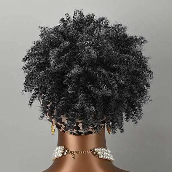Perruque courte bouclée afro avec bandeau