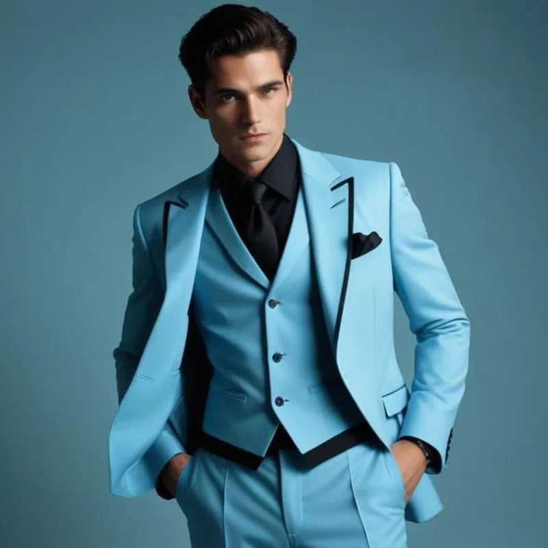 Luxury Suits for Men 3 Piece Jacket Pants Vest Sets Single Breasted Peak Lapel Regular Length Male Clothing High Quality Outfits