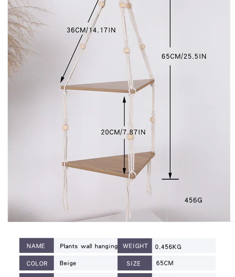 Floating Shelves Wood Stand Boho Home Decor Corner Shelf Wall Hanging Decor Triangle Shelf Display Stand Home Decoration Crafts