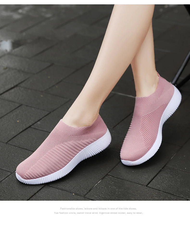 Women Flat Slip on White Shoes Woman Lightweight Sneakers Women Casual  Summer Autumn Walking Mesh Running Sports Shoes 2024