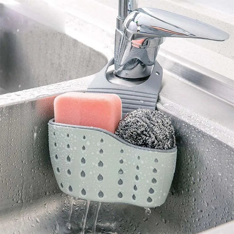 Panier suspendu égouttoir réglable pour évier, accessoire de cuisine, sac en caoutchouc pour évier, étagère pour savon et éponge, support pour robinet de salle de bain (1 pièce)
