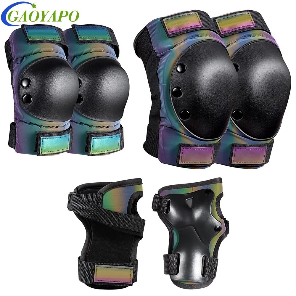6Pcs/Set Adult/Kids Knee Pad Elbow Pads,Youth Skate Protective Gear Set 3 in 1 Knee & Elbow Pads Wrist Guards for Roller Skates