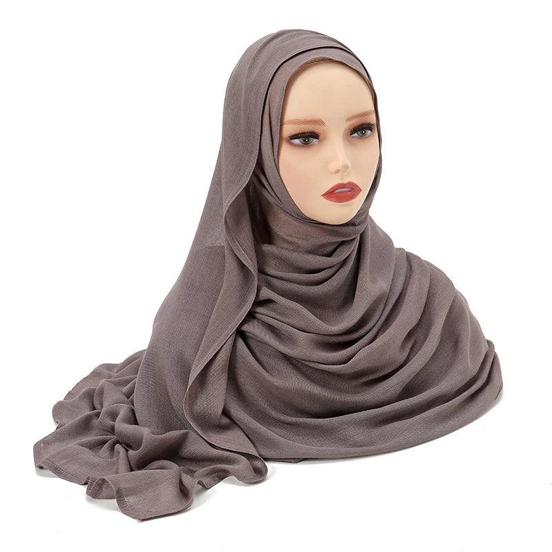 Hijabs musulmanes para mujer, pañuelos finos lisos, chales para mujer musulmana, pañuelo suave de viscosa y rayón, turbante islámico, diadema de 200x85cm