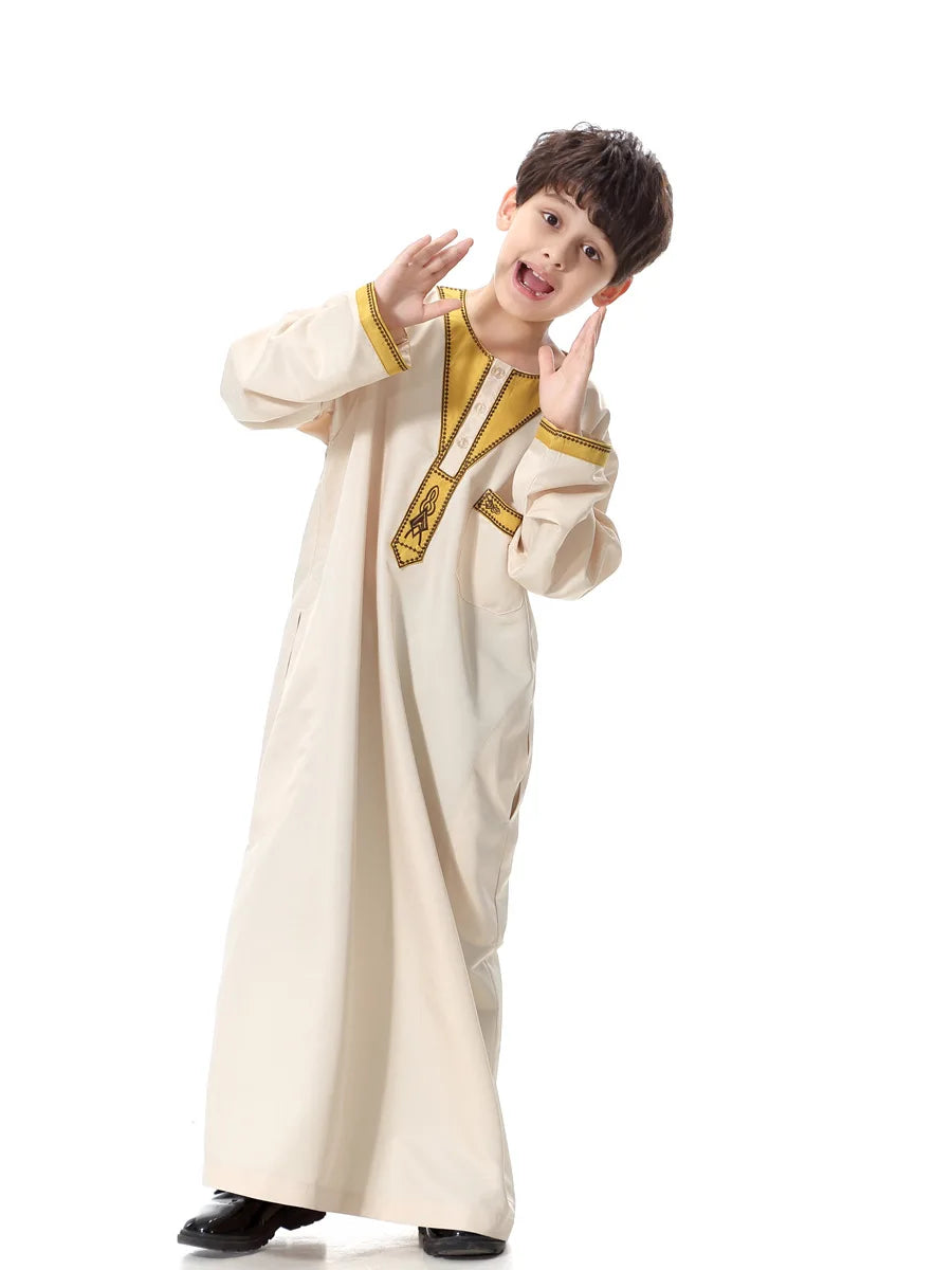 2025 Fashion Muslim Teenager Clothing Islam Men Summer Winter Eid Ramadan Prayer High Quality Elengance Party Boy's Robe Caftan