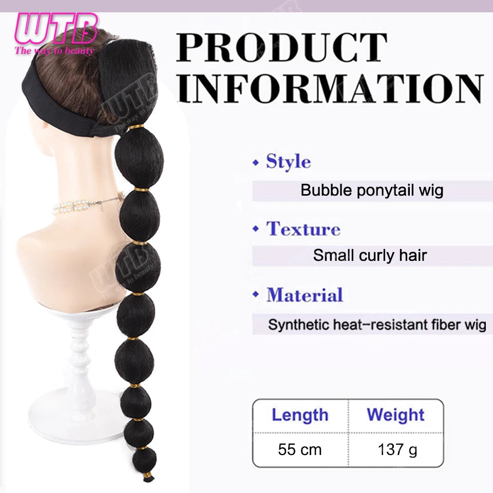 Bubble Ponytail Wig Synthetic Wig Drawstring Style Lantern Braid Wig Suitable for Beginner Women's Everyday Wear Holiday Wear