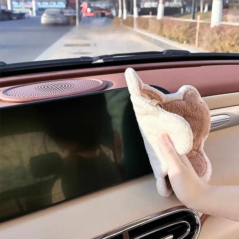 1pc Hand Towel Hanging Cartoon Square Scarf Thick Absorbent Towel Coral Velvet Cute Tong Hand Towel