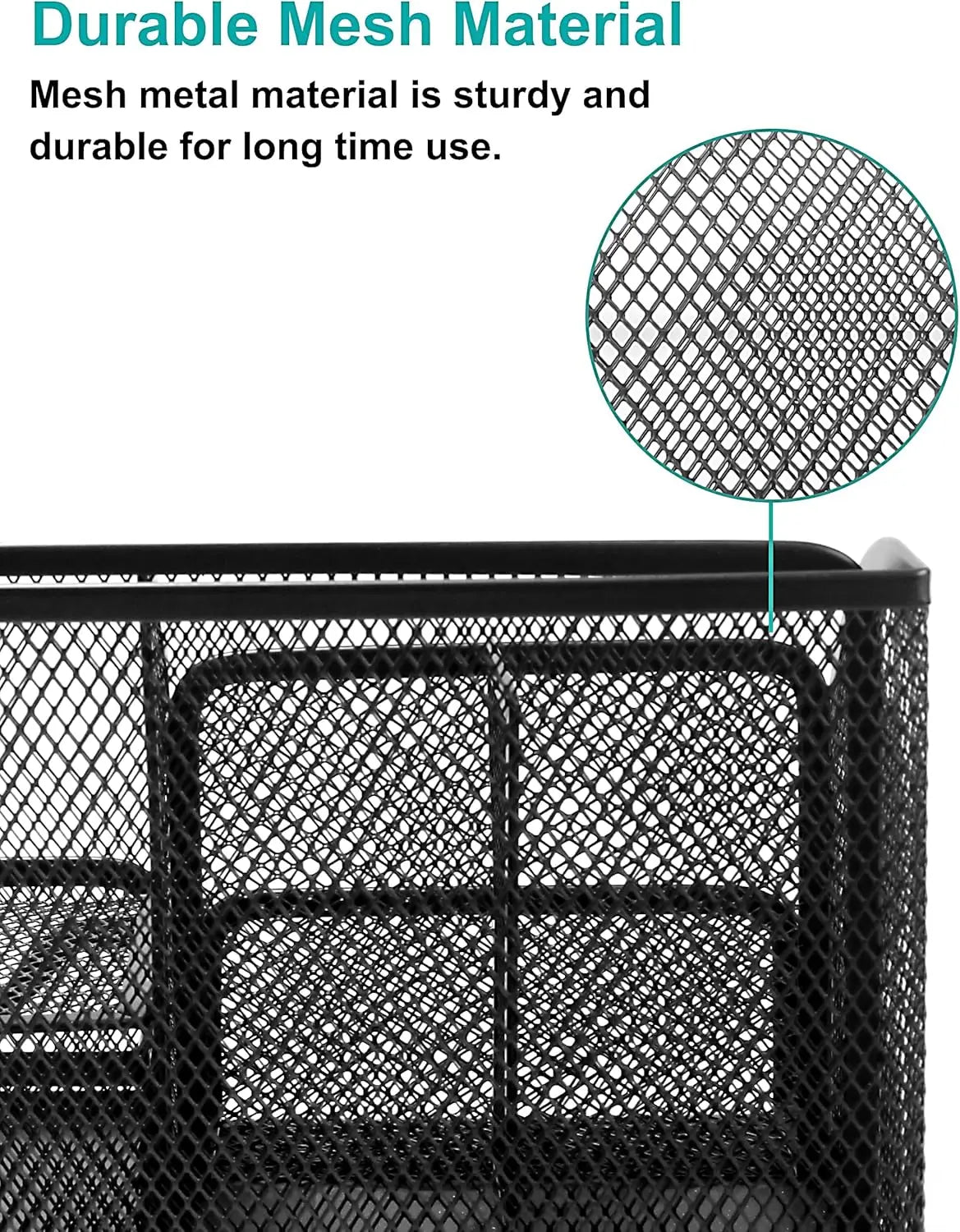 Mesh Pen Holder and Organizer with 7 Compartments and Drawers for Office, Workspace, Business, Home Use