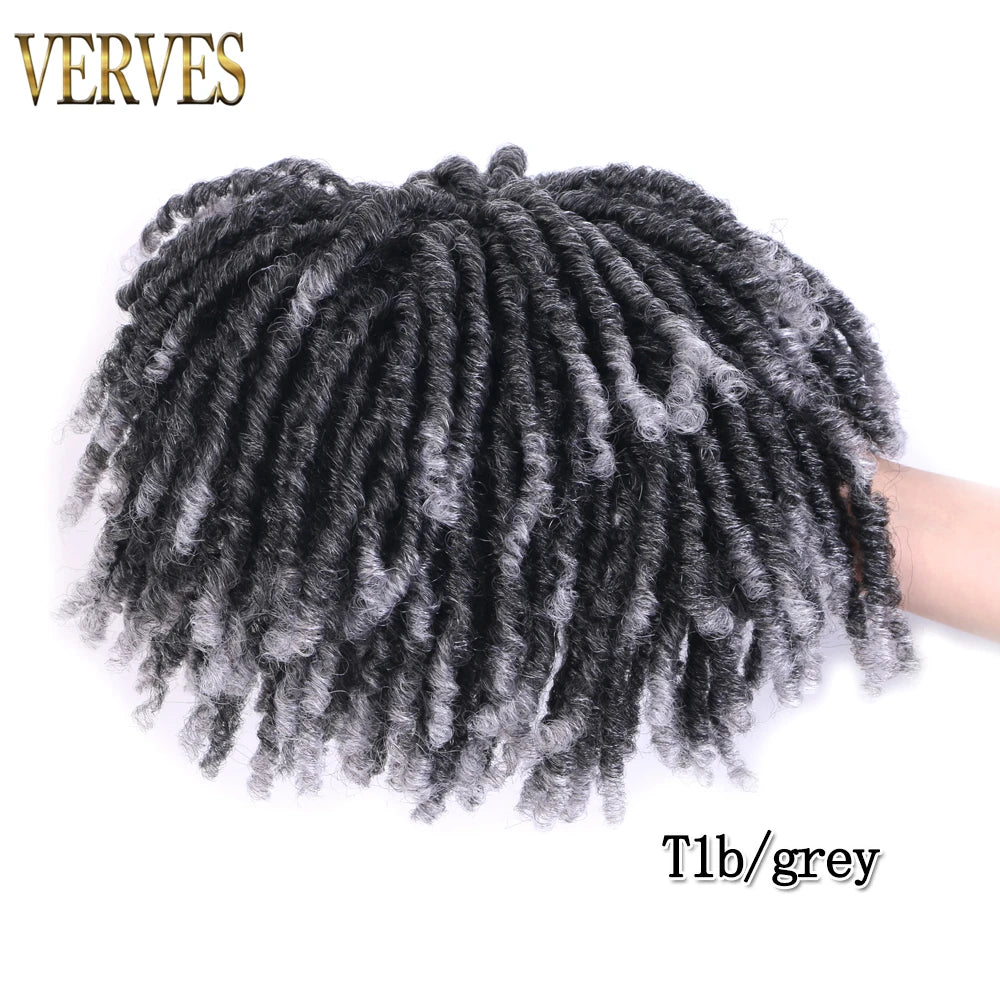 VERVES Dreadlocks Synthétiques Noirs Perruque Dreadlocks Demi-Clip Topper Tresses au Crochet 6 Pouces Courtes Perruque Femme Gris Marron