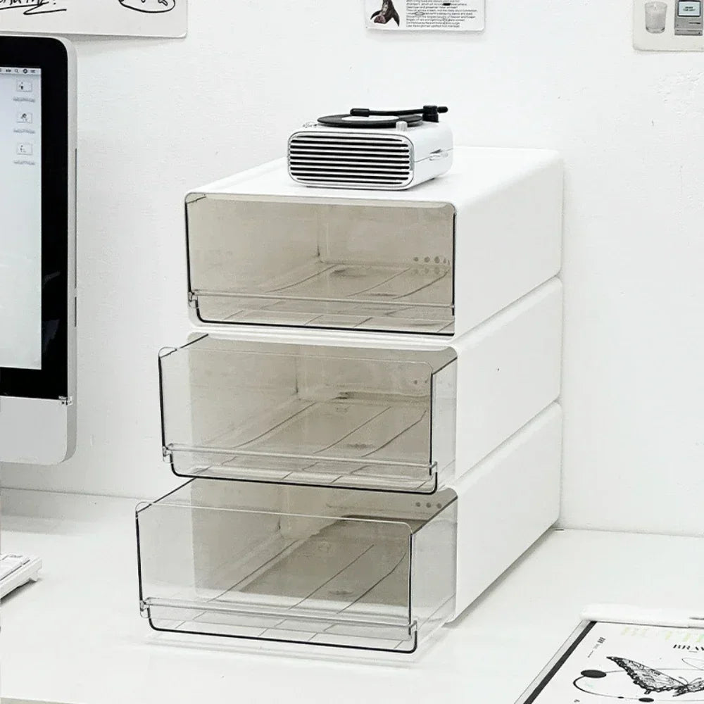 Desktop Organizer Drawer Makeup Storage Box Stationery Finishing Organizer Box Dormitory Desktop Organizer Cabinet  Dustproof