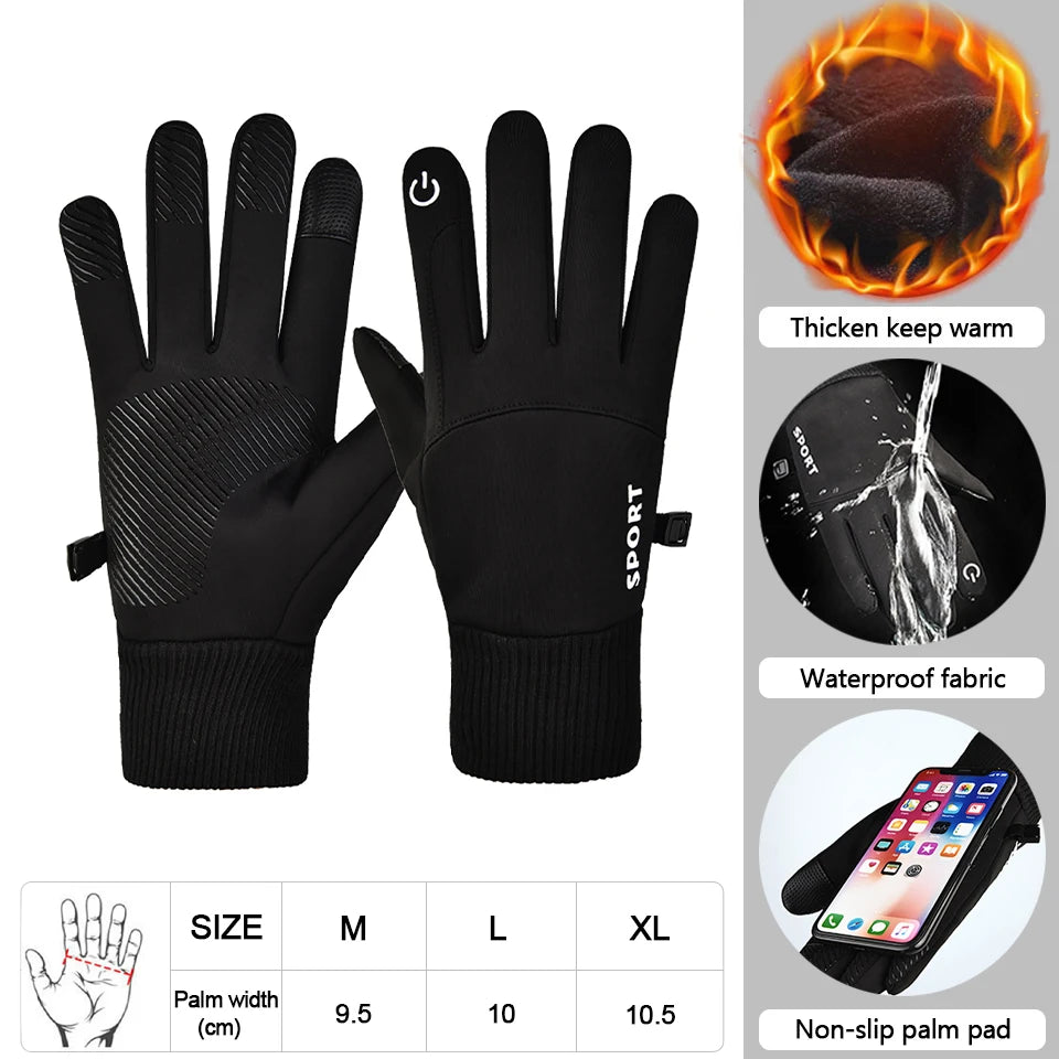 LOOGDEEL Guantes de esquí de invierno impermeables, antideslizantes, cálidos, para deportes al aire libre, correr, motocicleta, esquí, con pantalla táctil, de forro polar, unisex