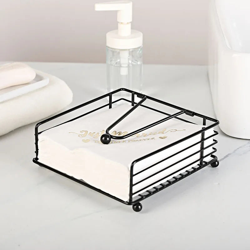 Napkin Holder, Suitable for Kitchen, Restaurant, and Outdoor Use, Matches Various Dining Room Decor Styles, Black,Gold