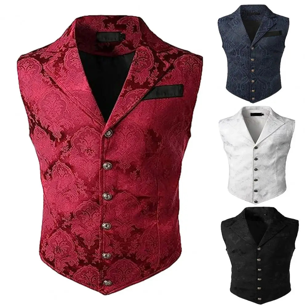 Men Suit Vest V neck Printed Pattern Groom Wedding Waistcoat Sleek Men Suit Vest Formal Dress Jacket Waistcoat Workwear