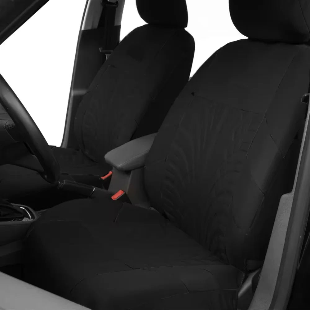 Fashion Front Car Seat Covers Car Accessories Tire Track Embossed Styling Durable Comfortable Fabric Universal Fit For Most Car