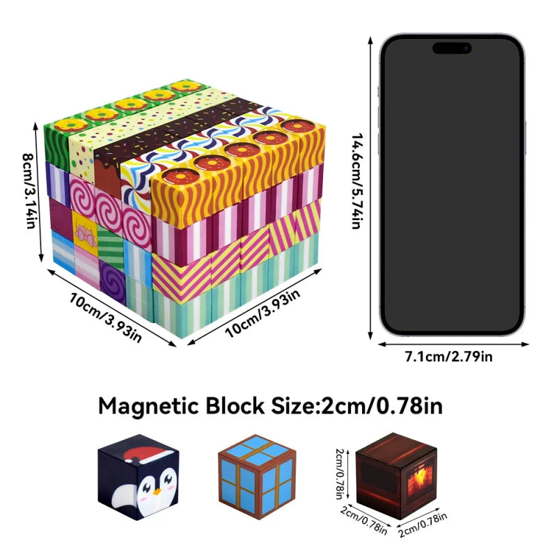 Magnetic Blocks-Magnetic Building Blocks,STEM Educational Magnet Toy Magnet Cubes Toys Stacking Learning Toys for Boys Girls