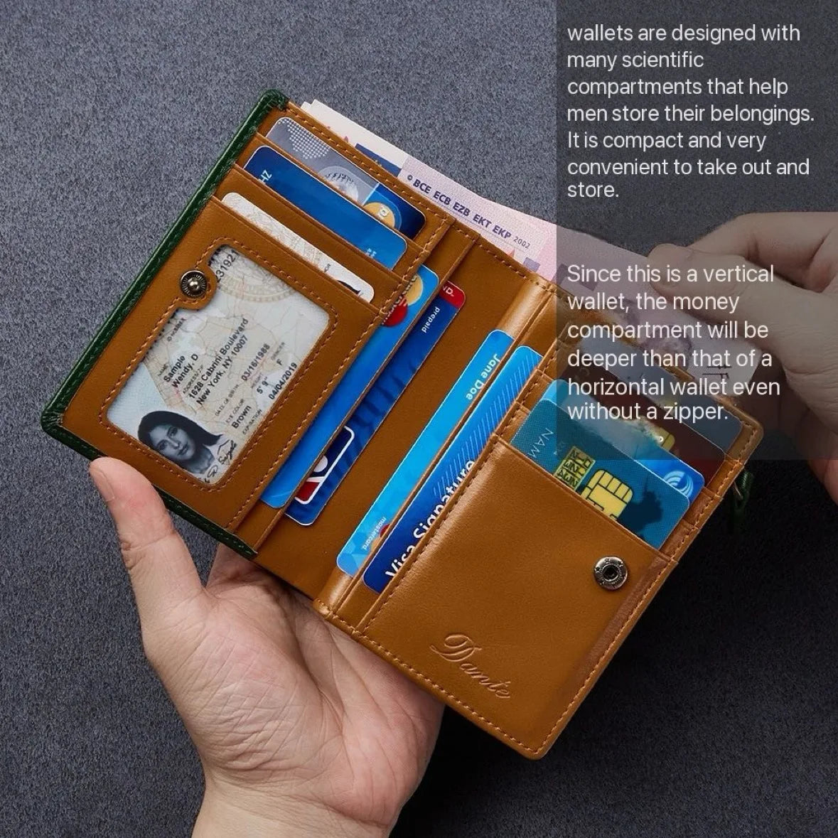 Men's Leather Wallet, Genuine Leather, Adult Luxury Brand Zipper, Large Capacity, Multiple Card Slots, Top Layer Cowhide Wallet