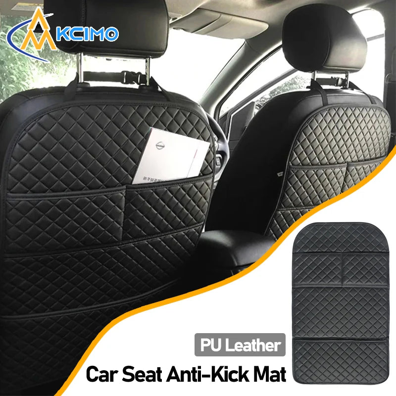 Kcimo Car Anti Kicks Pad Storage Mat PU Leather Universal Seat Back Leather Protector Cover Waterproof Backseat Child Kick Mats