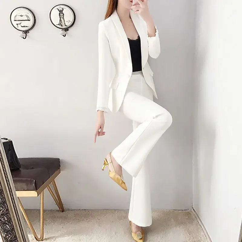 White Trousers Suits Office Blazer and Baggy Professional Women's 2 Pant Set Outfits Two Pieces Sets Pants for Woman Tailor Xxl