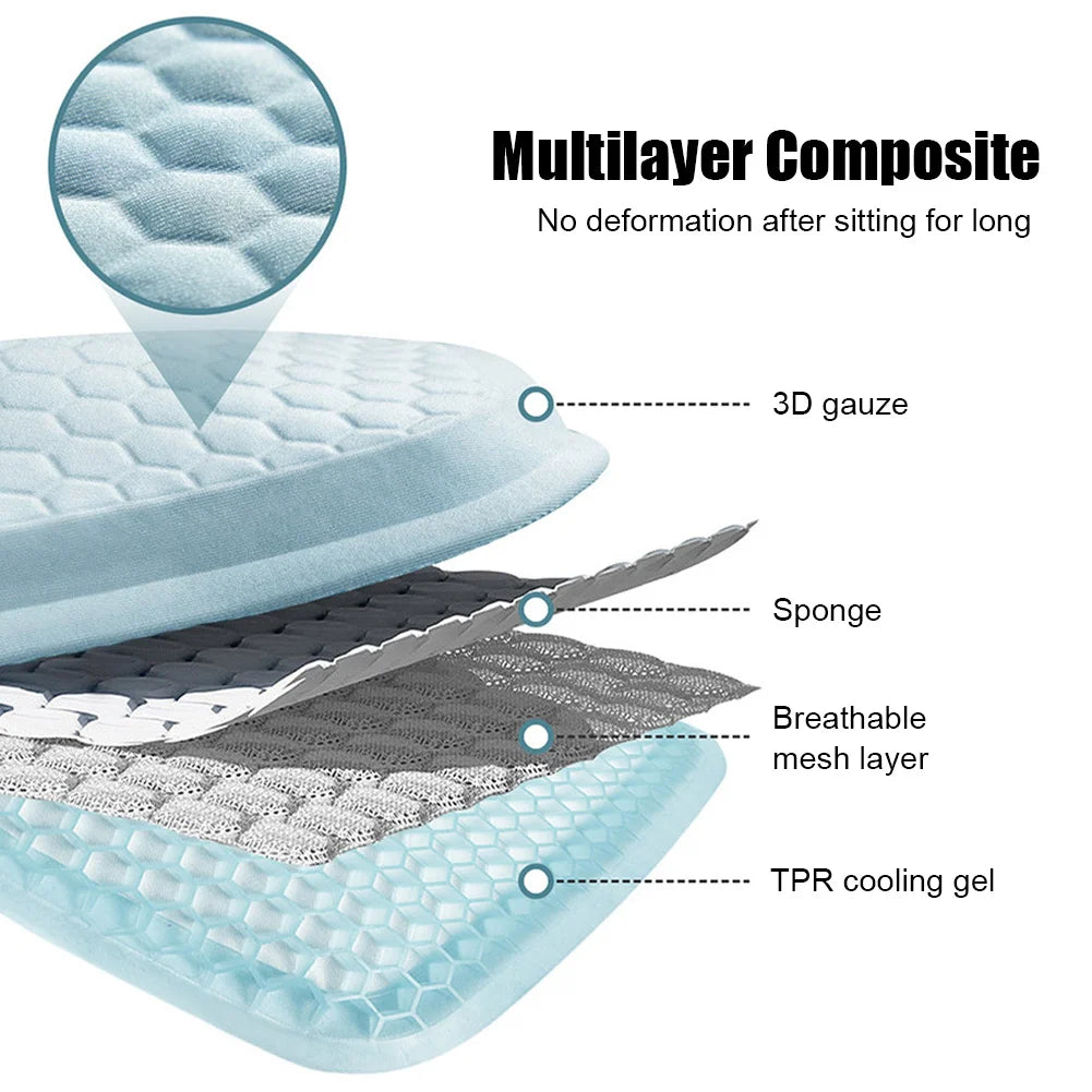 Cool Down Summer with The Universal Car Honeycomb Ice Filigree Gel Cushion Car Seat Cushion Ergonomic and Comfortable for Riding