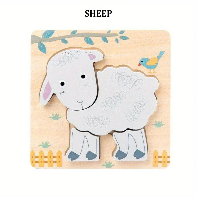 3D Wooden Cartoon Animals Cognitive Puzzles For Kids Children's Wooden Puzzles Toys Colors Shapes Baby Educational Toys Game