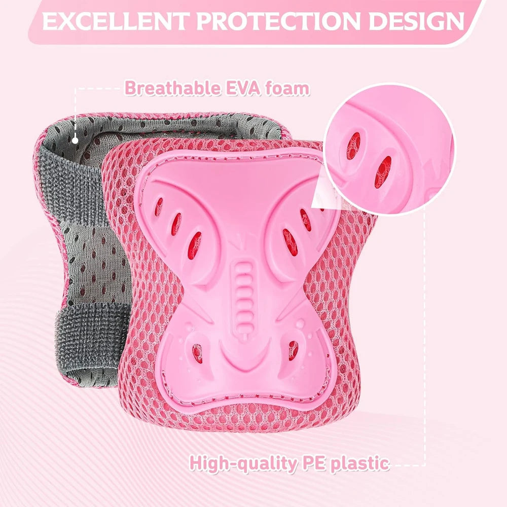 Juego de equipo de protección 6 en 1 para niños, rodilleras para niños de 3 a 10 años, rodilleras y coderas para niños pequeños con protectores de muñeca para patinar y andar en bicicleta