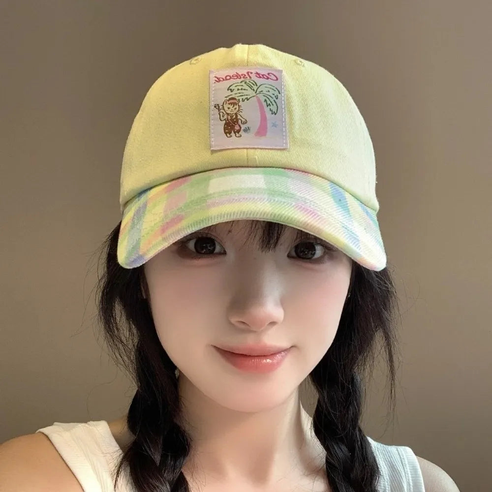 Fashion Korean Baseball Hat Embroidery Cute Peaked Cap Visor Spring Summer Snapback Cap Girls