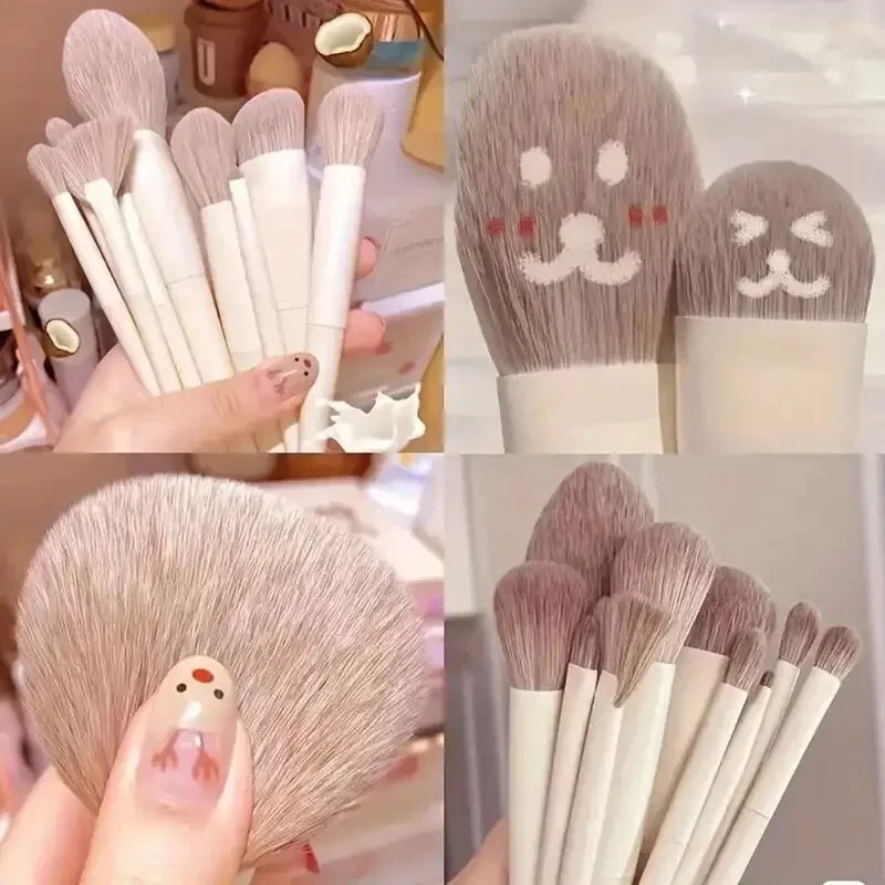 10 brochas de maquillaje, fáciles de usar para base, rubor, sombras de ojos, cejas, contorno de labios, rostro. Herramientas de belleza.