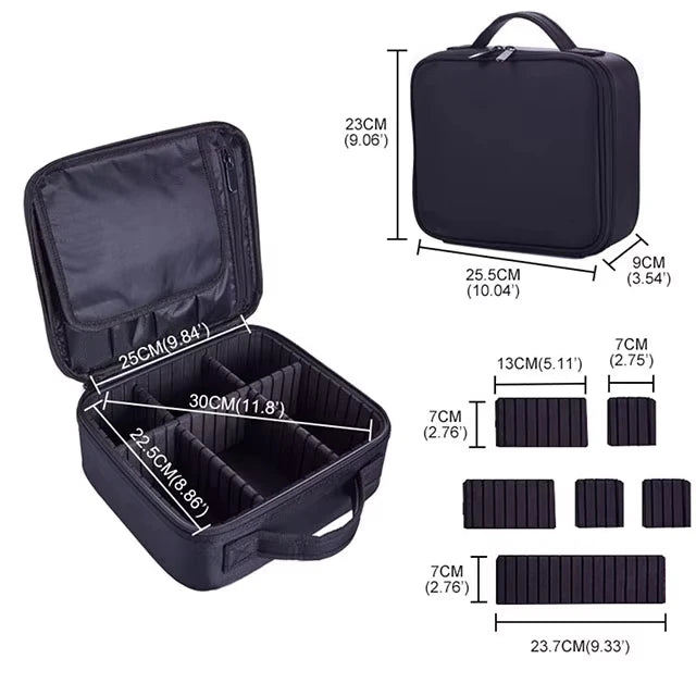 Makeup bag Train Case Makeup Cosmetic bag Organizer Portable Artist Storage Bag With Adjustable Dividers Makeup Brush Case
