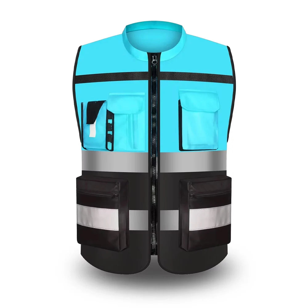 Workwear Vest With Logo Printing Night Construction Work Waistcoats Two Tone Vest Volunteer Uniform