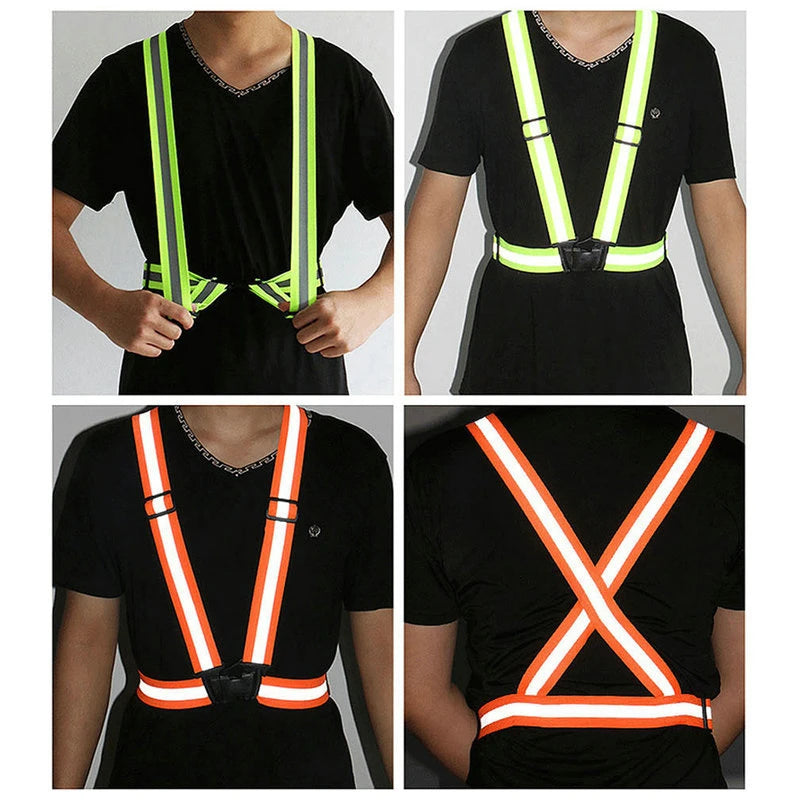 2/1PC Outdoor Night Walking Safety Vests Highlight Adjustable Lightweight Reflective Vest Biking Safety Strap Waterproof Running