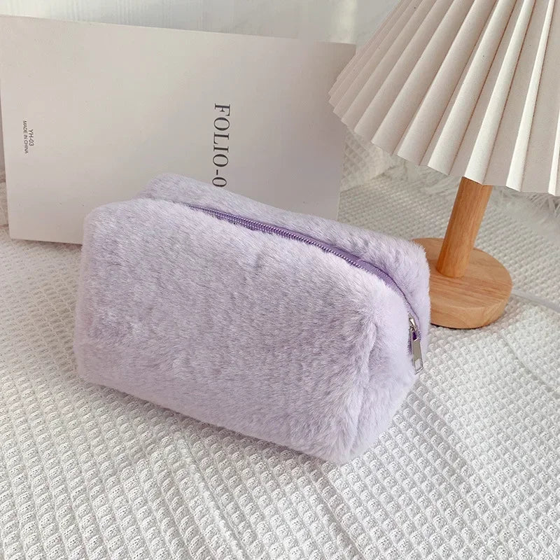 Bolsas de Maquillaje de Piel Sintética para Mujer, Estuche de Maquillaje de Viaje Suave, Organizador de Cosméticos, Estuche de Maquillaje para Señoritas, Niñas, Neceseres, 1 Unidad, Bolsos Sólidos