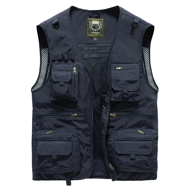 Outdoor Leisure Vest Men's New Multi-Pocket Breathable Outdoor Sports Coat High-Quality Design Leisure Vest Men Work Vest