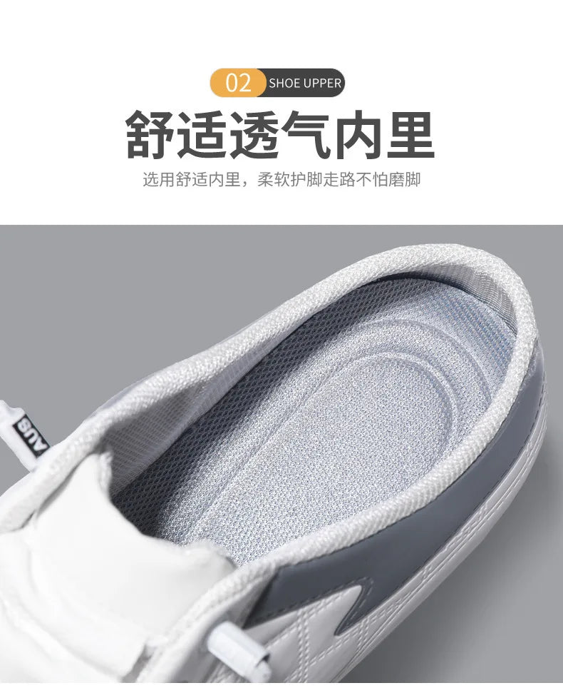 Men's Fashion Soft-soled Half Slippers Men Trendy Casual Shoes Soft Sole Non-slip Shoes New Outdoor Walking Shoes Zapatos Hombre