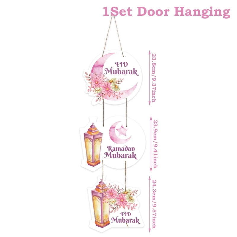 EID Mubarak Decorations Door Hanging Ramadan Decor for Home Door Hanging Ramadan Kareem Islamic Muslim Party Eid Al Adha