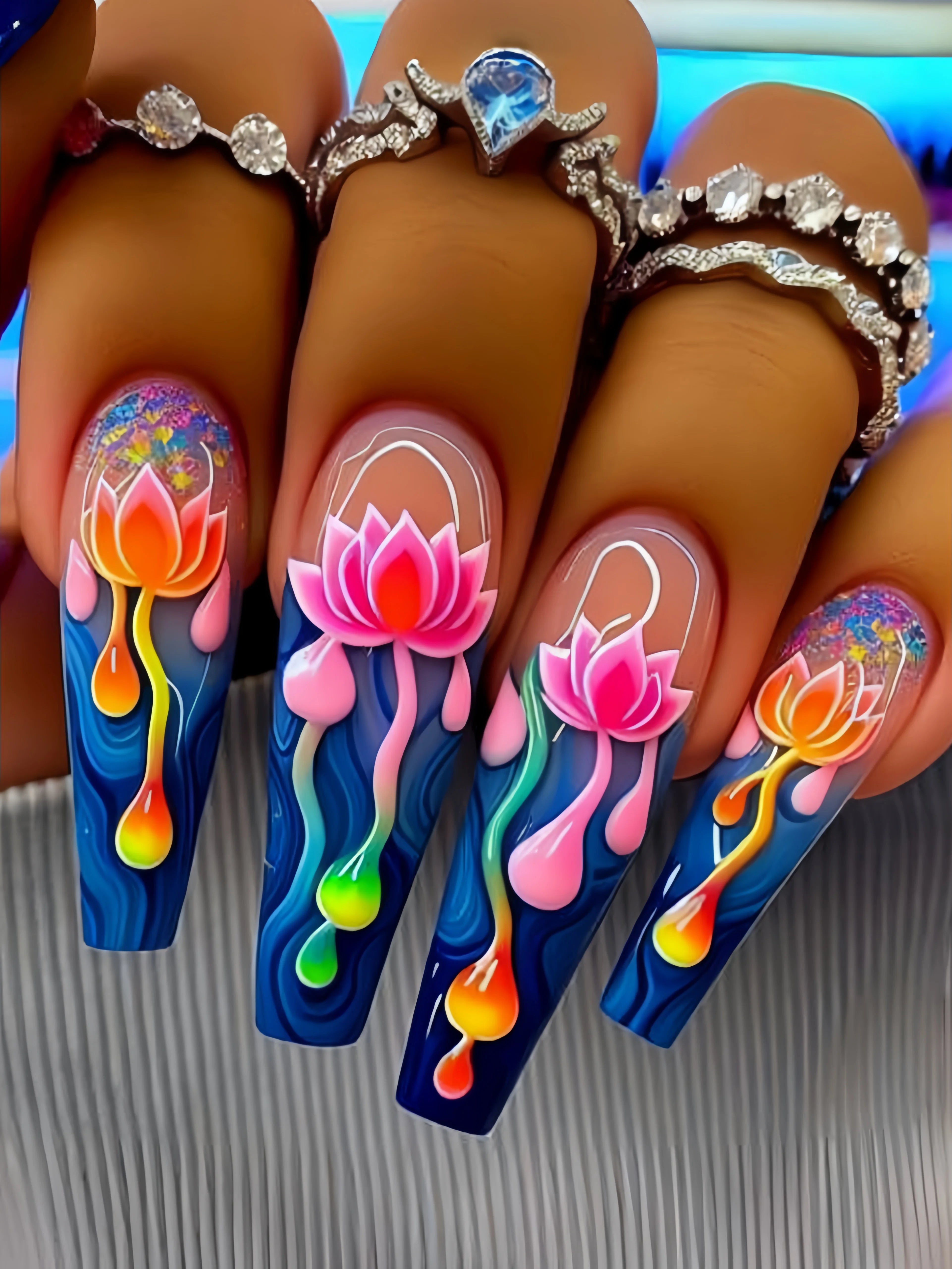 Gradient Flower Ballet Nail Stickers