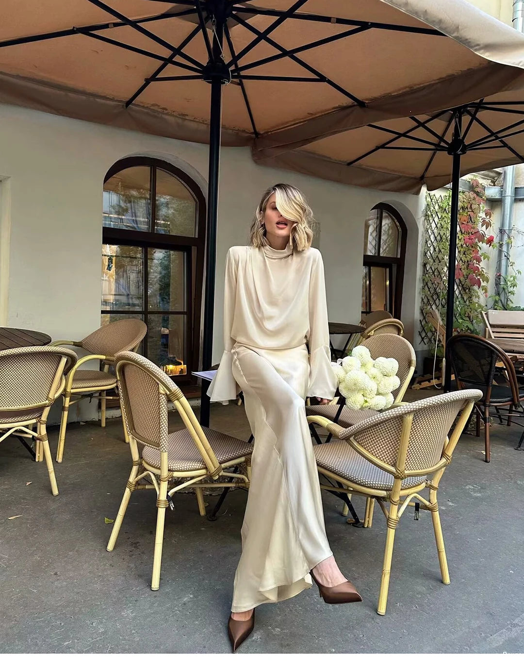 Elegant Satin Midi Slip Skirt with Side Zipper – Smooth & Flowing Fit for Versatile Styling