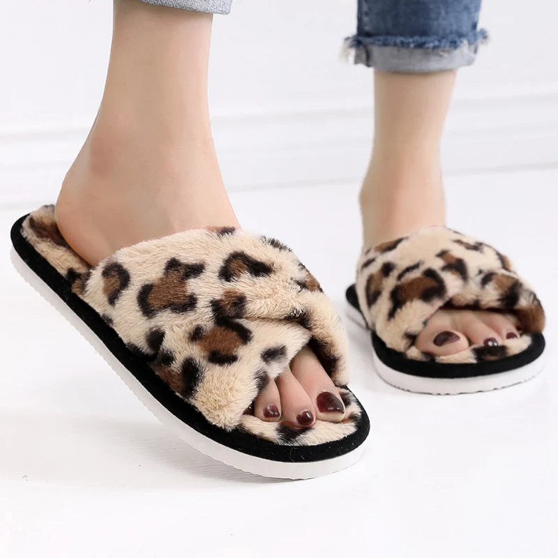 Leopard Fur Slippers