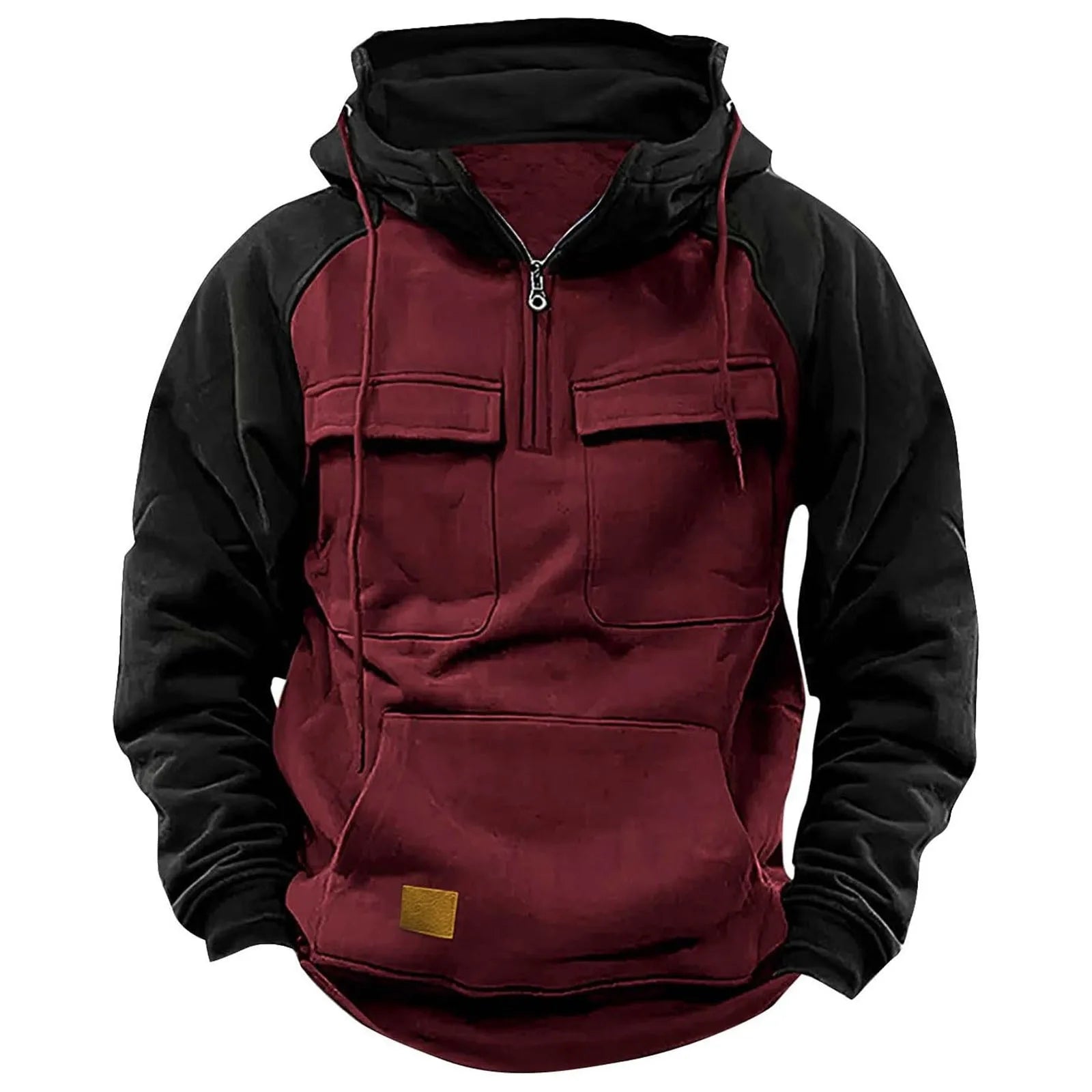 Men's Pullover Sweatshirts Spring Autumn Hooded Sweatshirt Patchwork Loose Hoodies With Pockets Long Sleeve Casual Streetwear