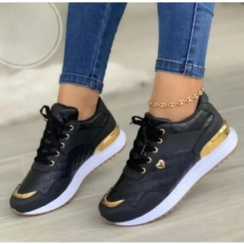 Zapatillas de malla para mujer, con parches, cordones planos, ligeras, transpirables, vulcanizadas, para mujer, Zapatillas De Mujer Tallas Grandes